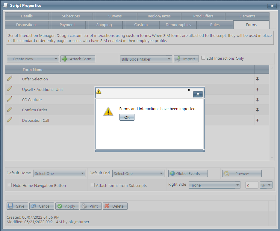 Manage Script: Forms
