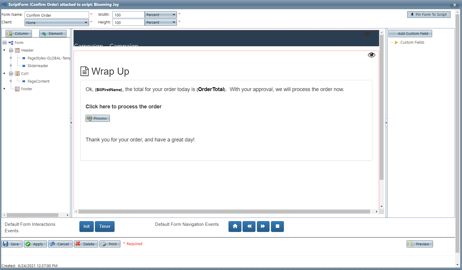 Manage Script: Forms